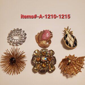 6 Pins or Brooches, items # A -1210-1215.  wt. 142 grams .